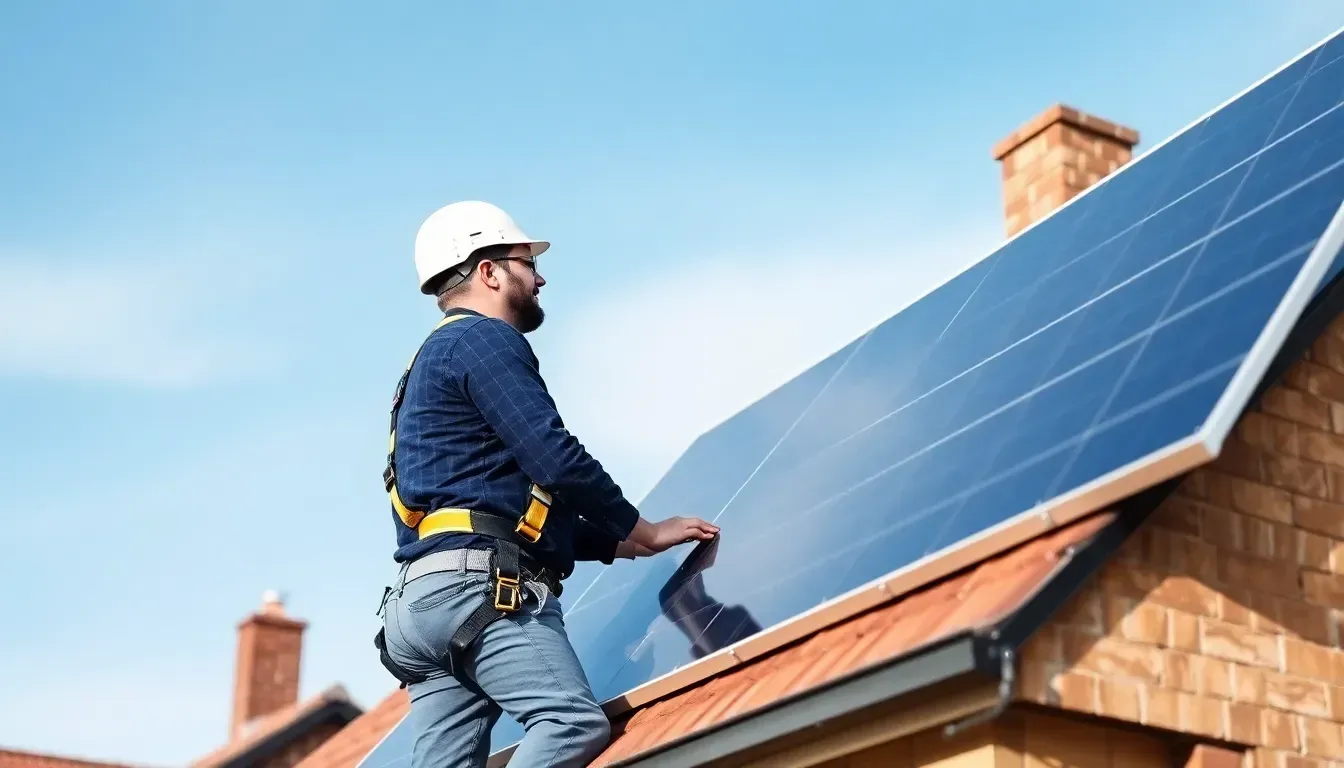 Solar Panel Installation — MCS-certified installer at work on a UK home
